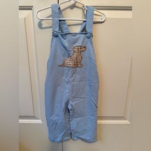 Stitchy Fish Blue Kids Overalls with Dog Patch